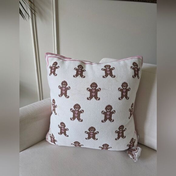Jingles & Joy Gingerbread Man Christmas Pillow Cover 20x20 - Picture 1 of 10
